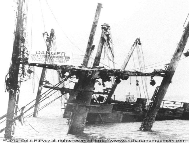 Close up photograph of Liberty ship SS Richard Montgomery wreck at low tide