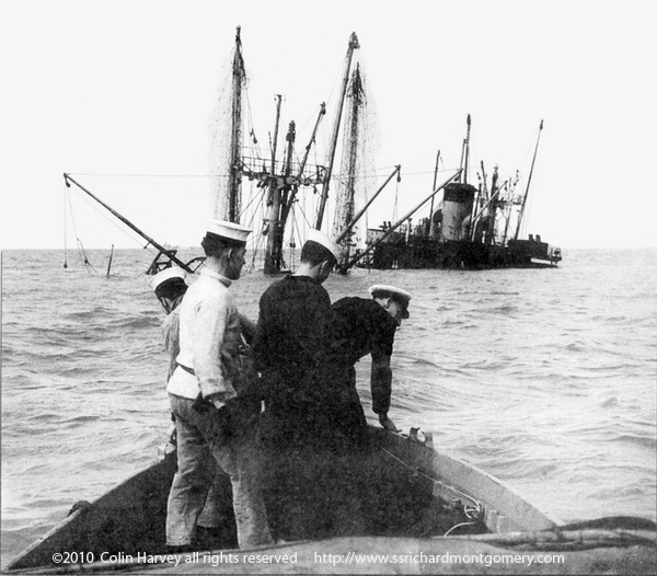 approaching wreck of ss richard montgomery to unload  cargo just before she sunk